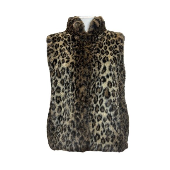 Leopard Print Faux Fur Vest Donna Salyers Fabulous-Furs For Women Small Soft - Picture 1 of 7